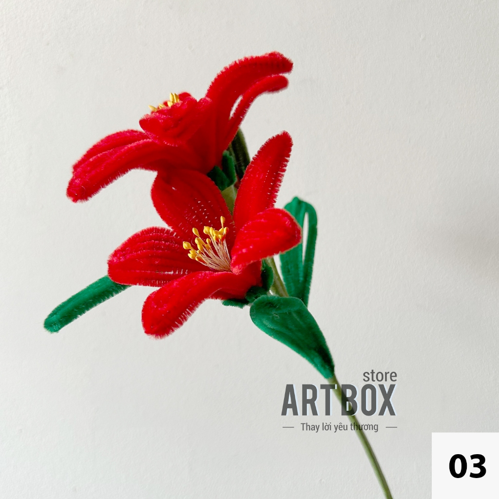 Hoa kẽm nhung làm sẵn cành nhiều mẫu, hoa ly, hoa tulip - Shop điện nước 49