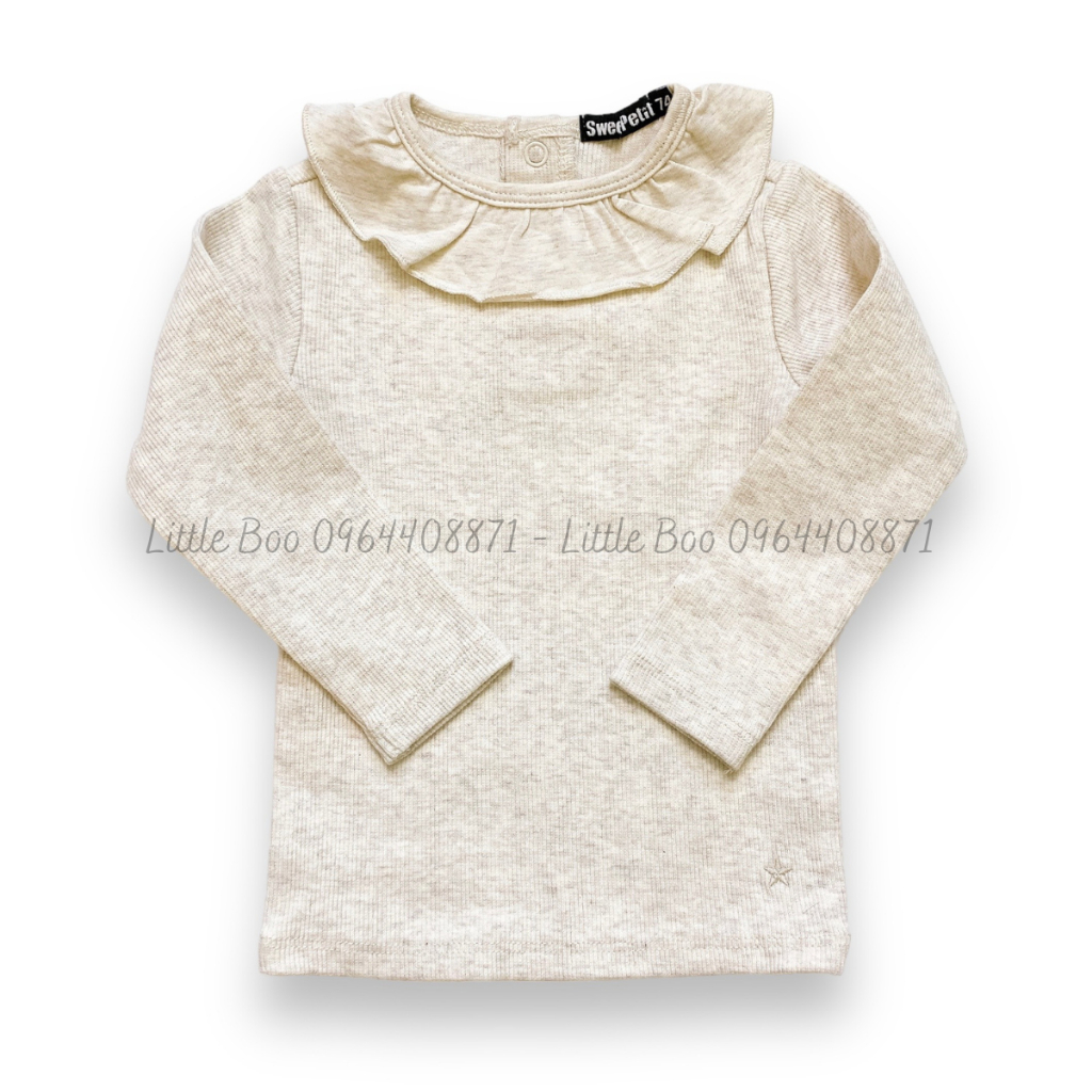 Áo thun len bèo cổ thu đông Sweet Petit cho bé gái 0M-6Y