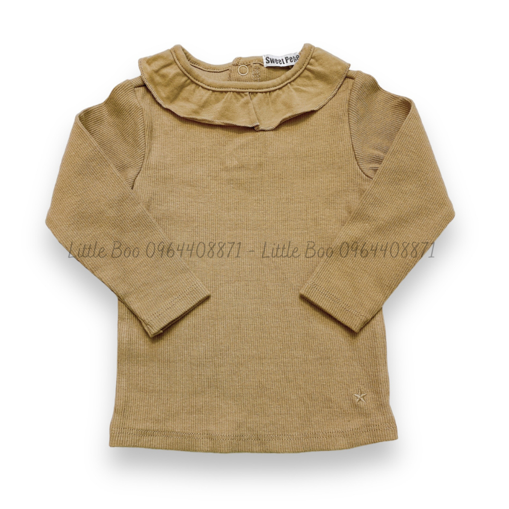 Áo thun len bèo cổ thu đông Sweet Petit cho bé gái 0M-6Y