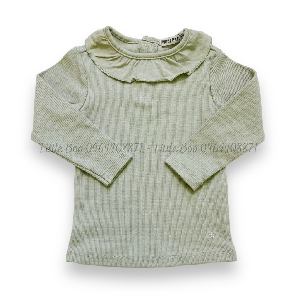 Áo thun len bèo cổ thu đông Sweet Petit cho bé gái 0M-6Y