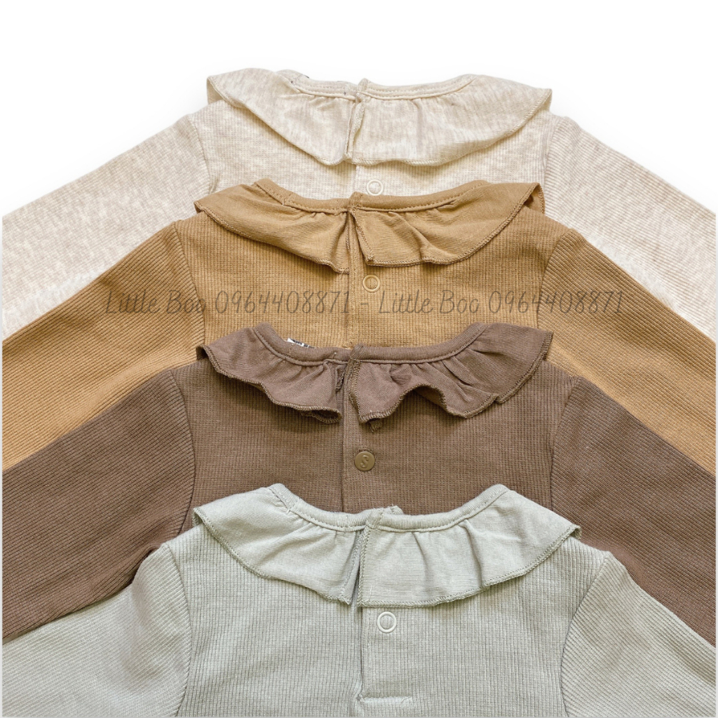 Áo thun len bèo cổ thu đông Sweet Petit cho bé gái 0M-6Y