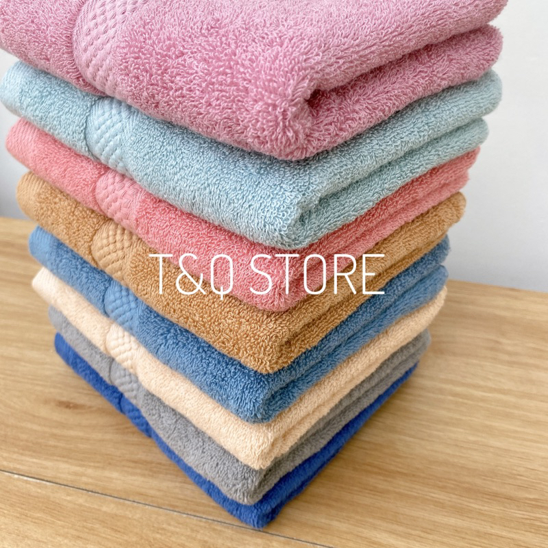 Khăn tắm gội cotton màu trơn 78x35cm 120g mềm mại thấm hút tốt