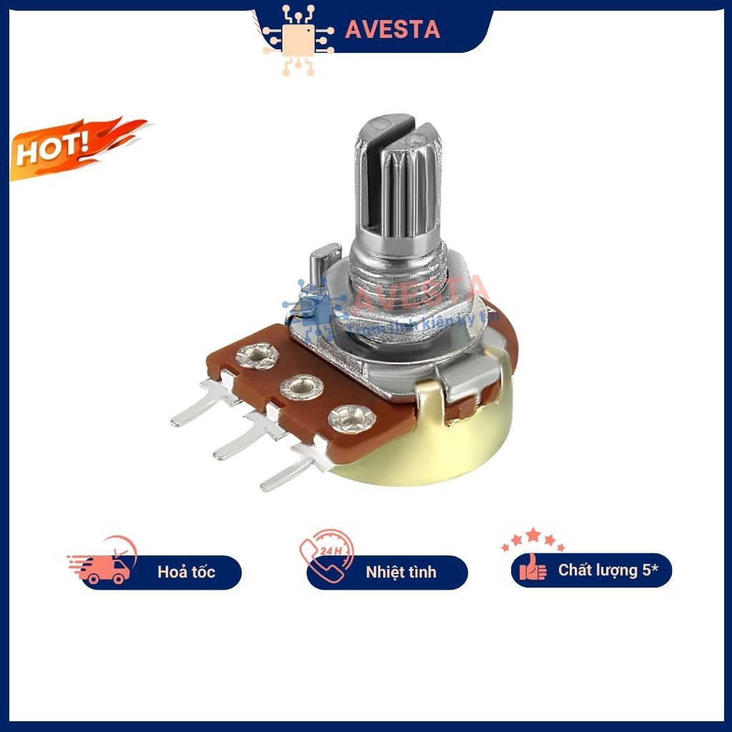 Chiết áp đơn 10K WH148-B10K 15mm Avesta