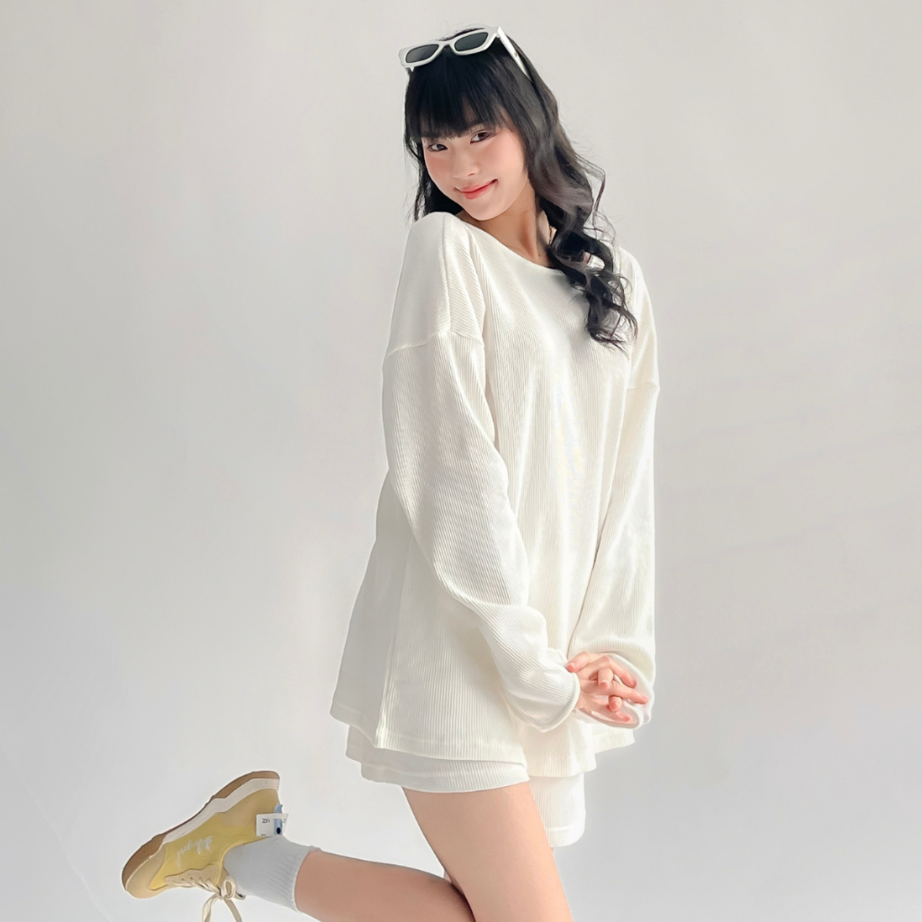 Set Áo Tay Dài Quần Short Trơn Thoải Mái Năng Động TIỆM ĐỒ THÁNG 4 LOLO SET