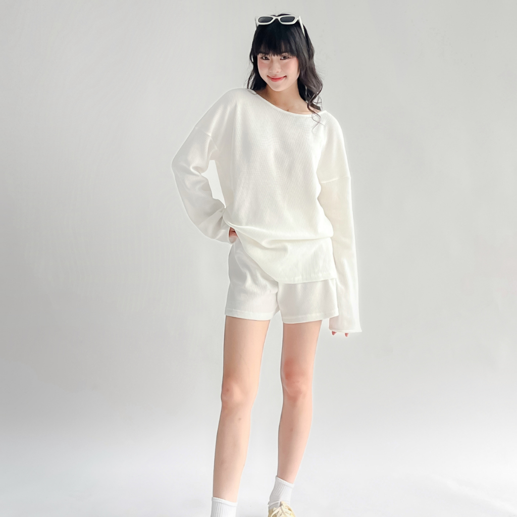 Set Áo Tay Dài Quần Short Trơn Thoải Mái Năng Động TIỆM ĐỒ THÁNG 4 LOLO SET