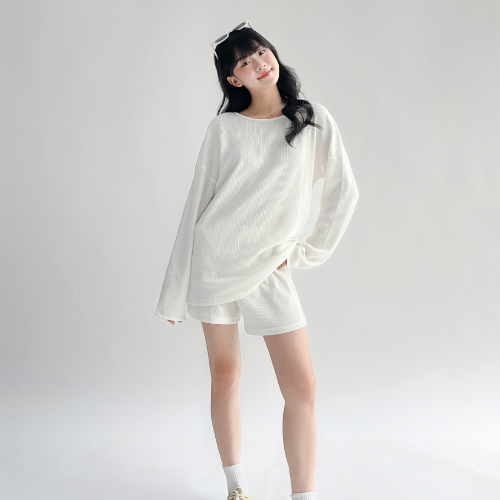 Set Áo Tay Dài Quần Short Trơn Thoải Mái Năng Động TIỆM ĐỒ THÁNG 4 LOLO SET