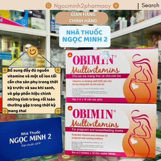 ✅ [Chính Hãng] OBIMIN MULTIVITAMINS -VITAMIN KHOÁNG CHẤT CHO MẸ BẦU VÀ CHO con bú ( hộp 30 viên)