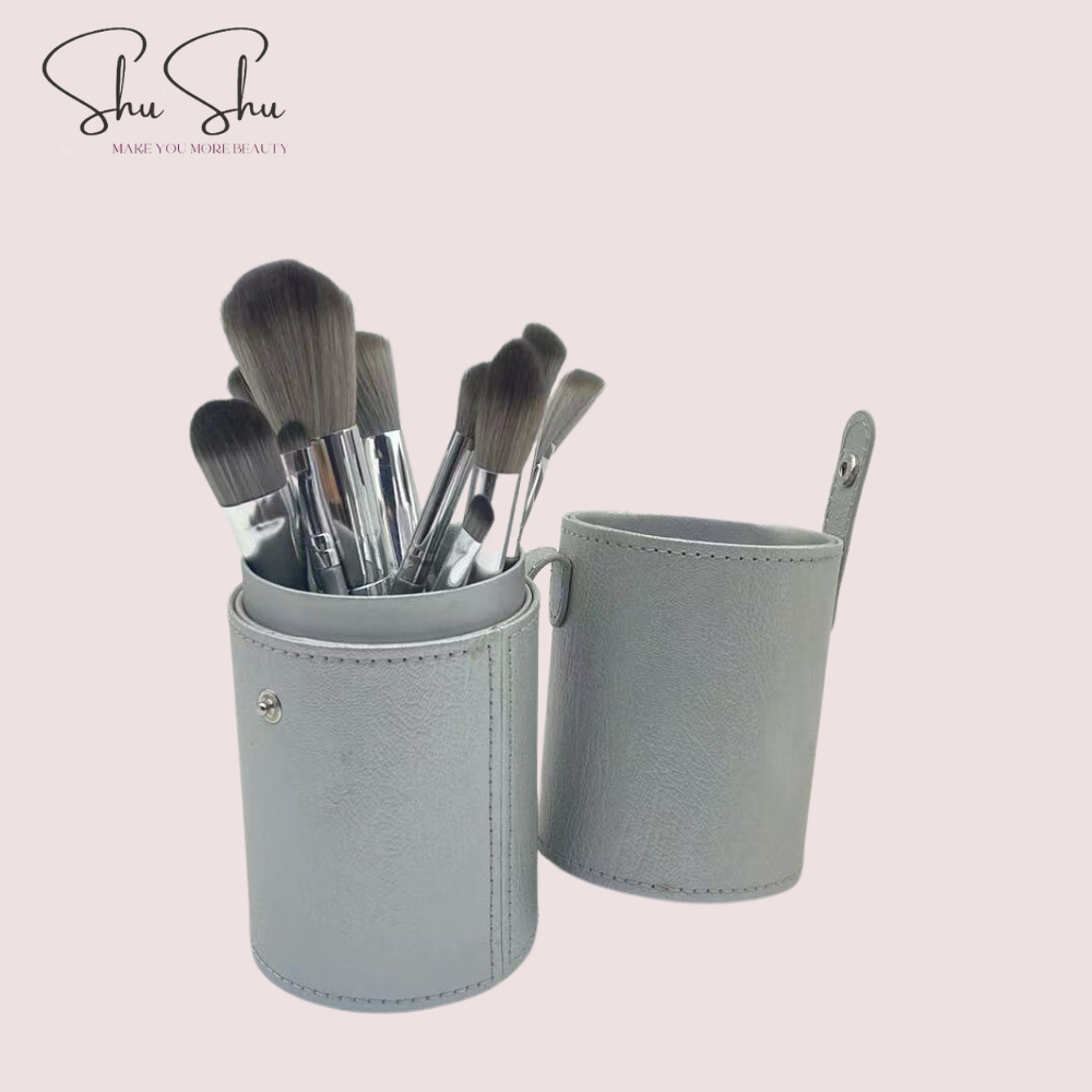 Bộ Cọ Trang Điểm 14 Cây Chuyên Makeup Cá Nhân Kèm Bao Da, Cốc Lông Siêu Mềm SHUSHU COSMETICS