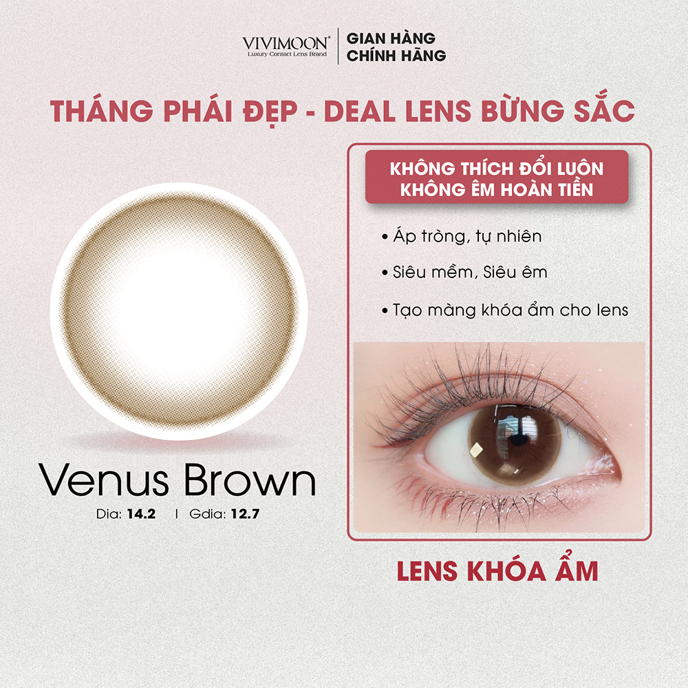 Lens khóa ẩm cận Venus Brown VIVIMOON màu nâu tự nhiên 6 tháng