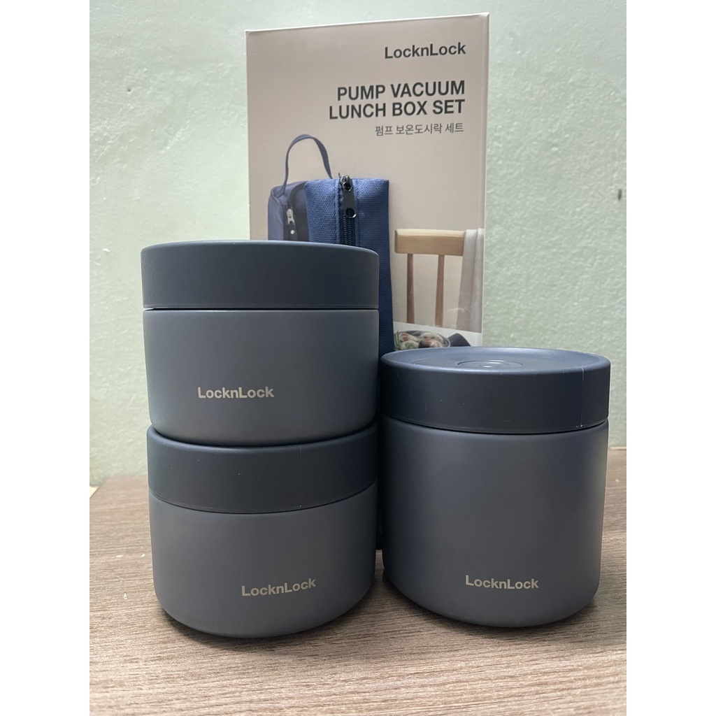Bộ hộp cơm giữ nhiệt Lock&Lock Lunch Box LHC8052S01/LHC8052S02 3 hộp giữ nhiệt - 300ml*2, 500ml*1, bộ đũa và thìa, túi