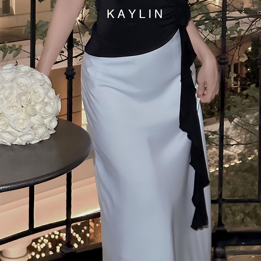 Chân váy dài basic chất vải lụa mềm mịn mát lạnh phong cách thanh lịch KAYLIN - N2118