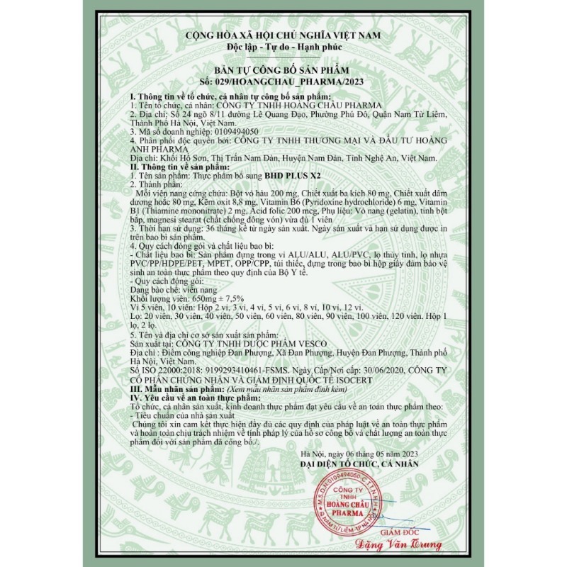 Viên Uống Bổ Hoàn BHD PLUS X2 tặng Hộp Vitamin Hàu 50v