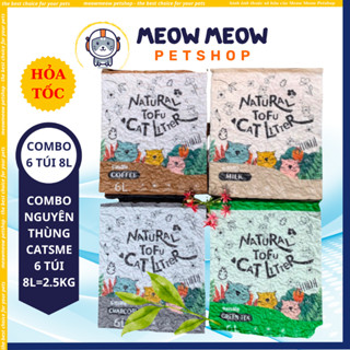 [COMBO 6 TÚI 6L] Cát đậu nành Natural Tofu Catsme, cát cho mèo Moew's nguyên thùng 6 túi 6L.