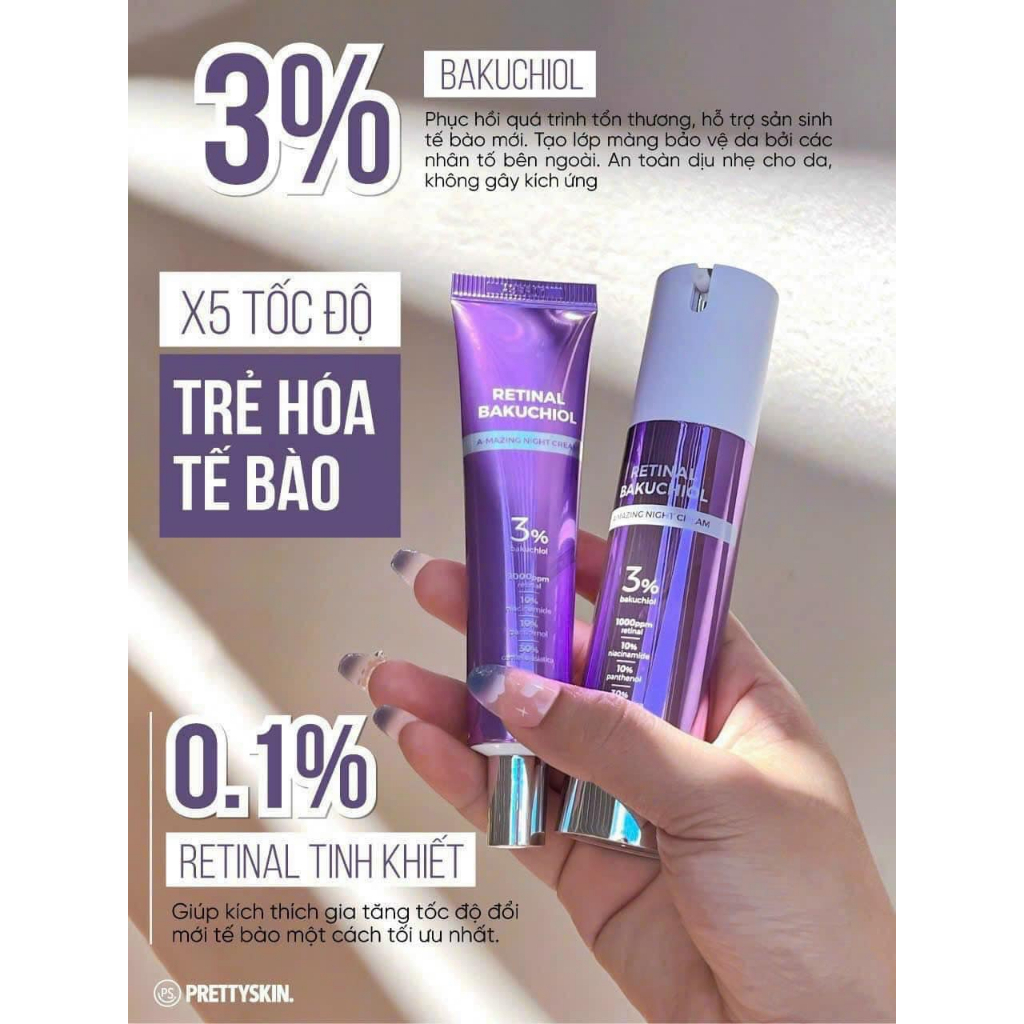 Kem Dưỡng Dưỡng Trắng, Phục Hồi Da Prettyskin Retinal Bakuchiol