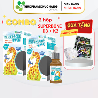 Combo 2 lọ SUPERBONE D3K2 Danipharm, hấp thu canxi, giảm nguy cơ còi xương ở trẻ, hỗ trở tăng chiều cao