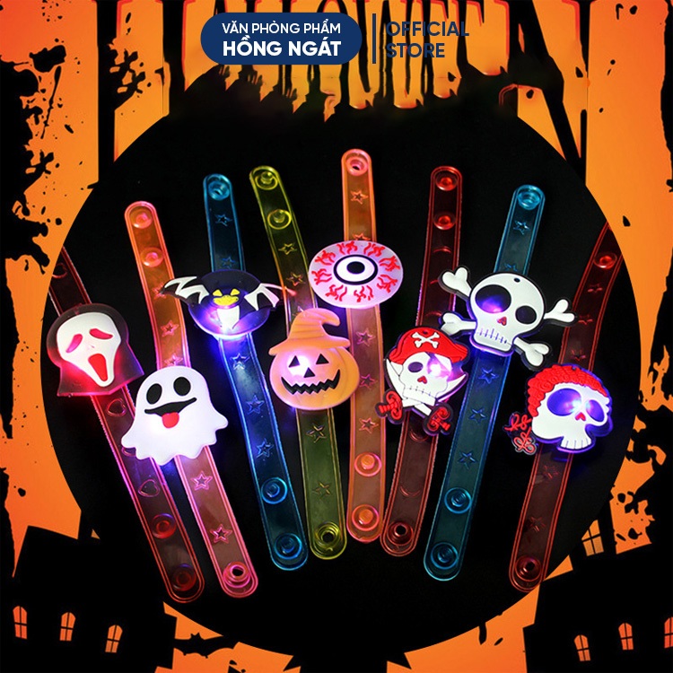 Vòng tay Halloween phát sáng có đèn led cho bé, đồ chơi trẻ em làm quà tặng học sinh trong mùa lễ hội halloween HLW03