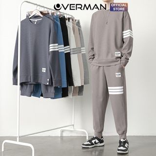Bộ Thể Thao Nam Thu Đông Dài Tay Chất TỔ ONG Co Dãn, Bộ Đồ Nam Mặc Nhà Kẻ Viền Hàn Quốc Trẻ Trung BN05 - OVERMAN