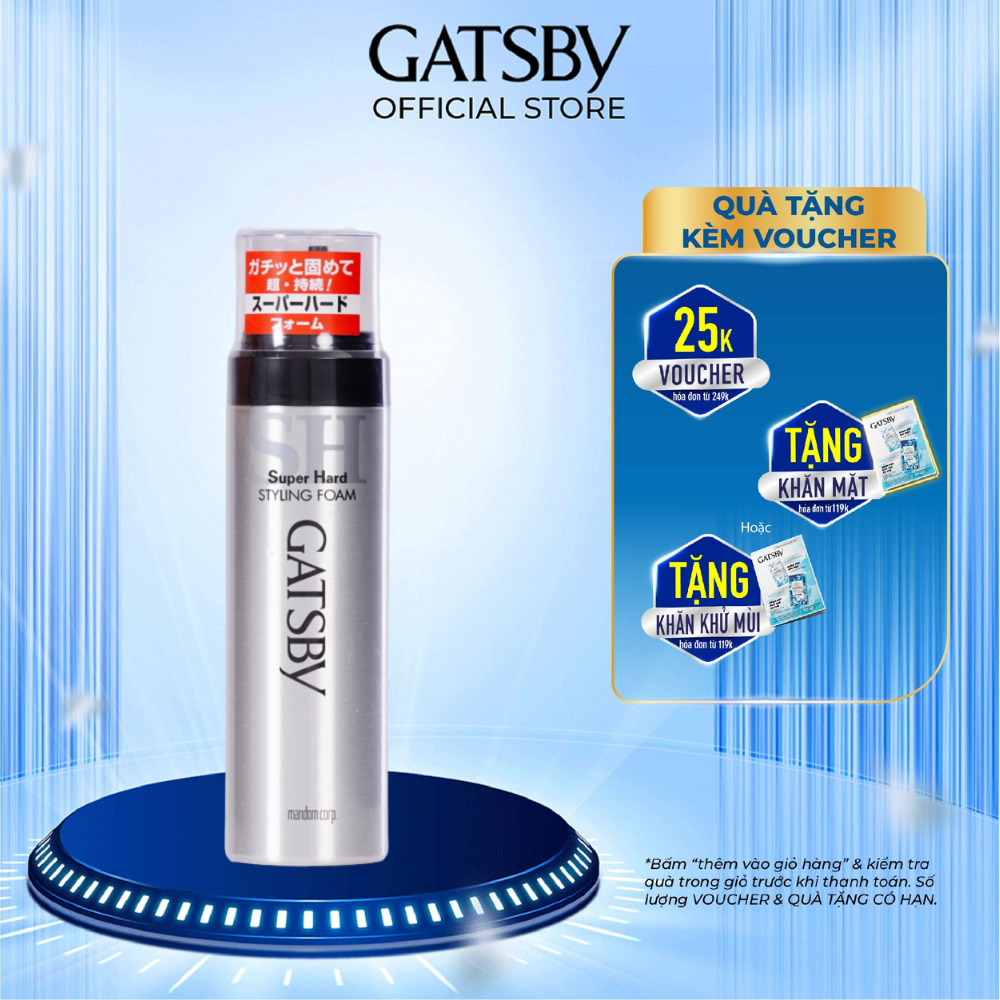 Bọt tạo kiểu tóc GATSBY super hard styling foam n 185g