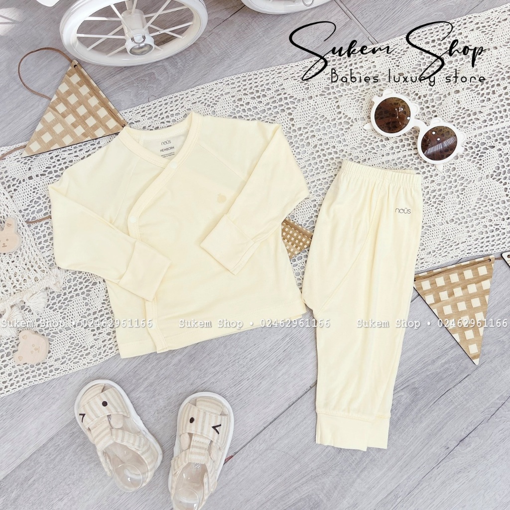 Bộ Cài Lệch Nous Newborn Chất Petit Mềm Mịn Cho Bé Sơ Sinh 3-6kg