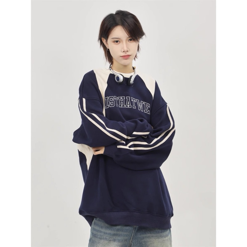 Áo Nỉ Sweater Retro Hàn Quốc phối sọc tay nam nữ form rộng unisex, áo phông dài tay nam nữ phong cách Ulzzang