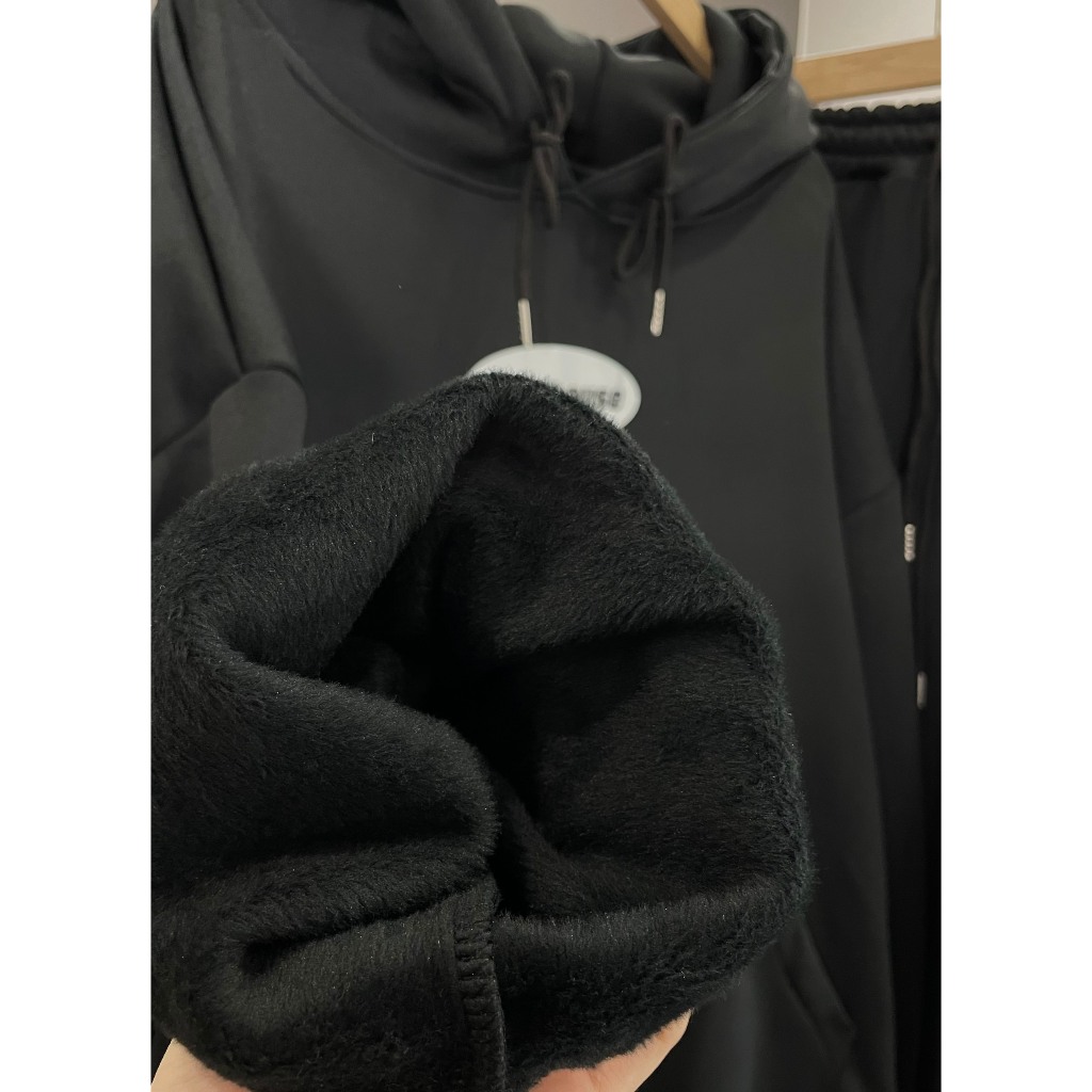 SET BỘ ÁO HOODIE BABY QUẦN DÀI ĐEN LÓT LÔNG LUMIHOUSE TRẮNG C127