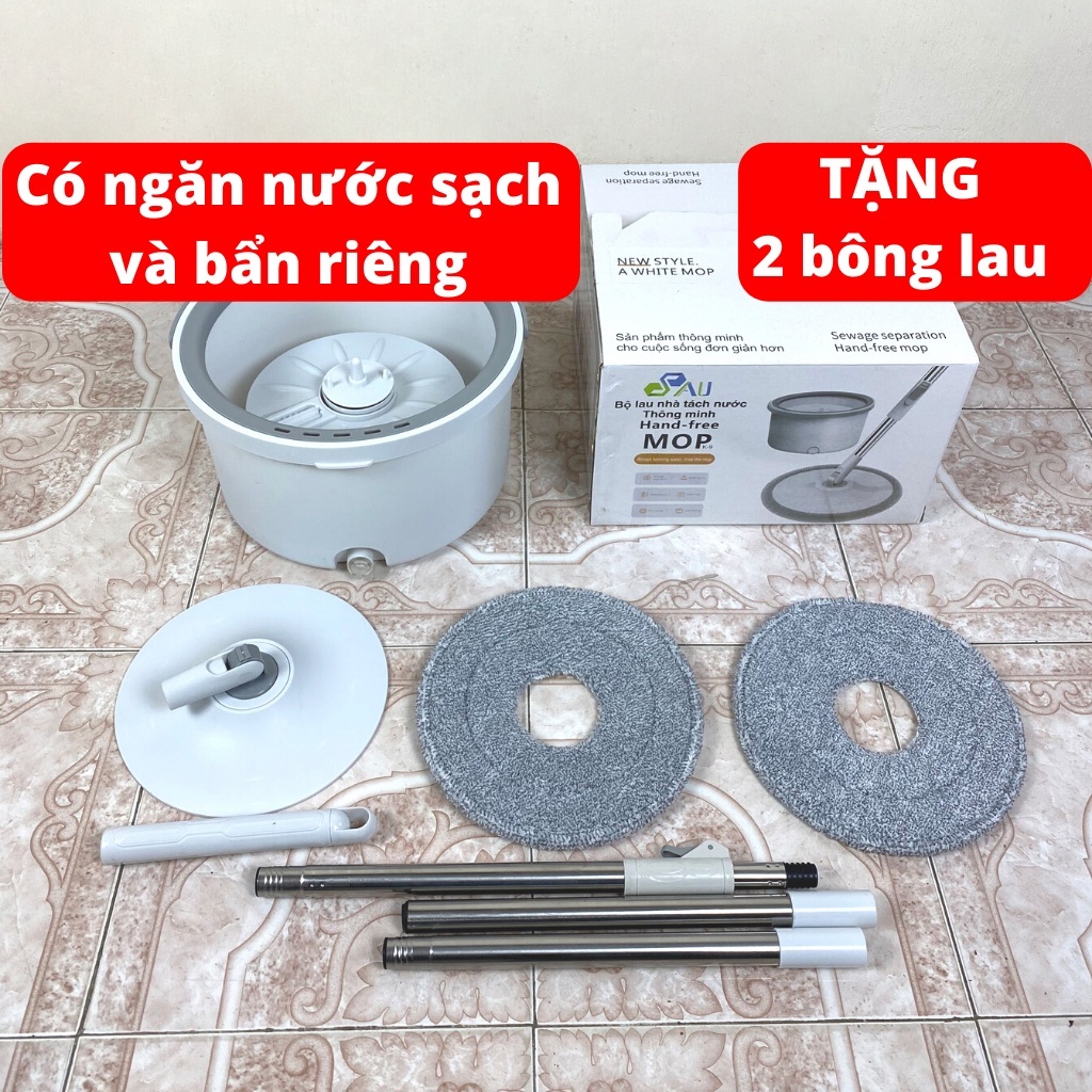 Bộ cây lau nhà tách nước bẩn K9 hiện đại thông minh ,Cây lau nhà tách nước bẩn thông minh tặng kèm 2 bông lau