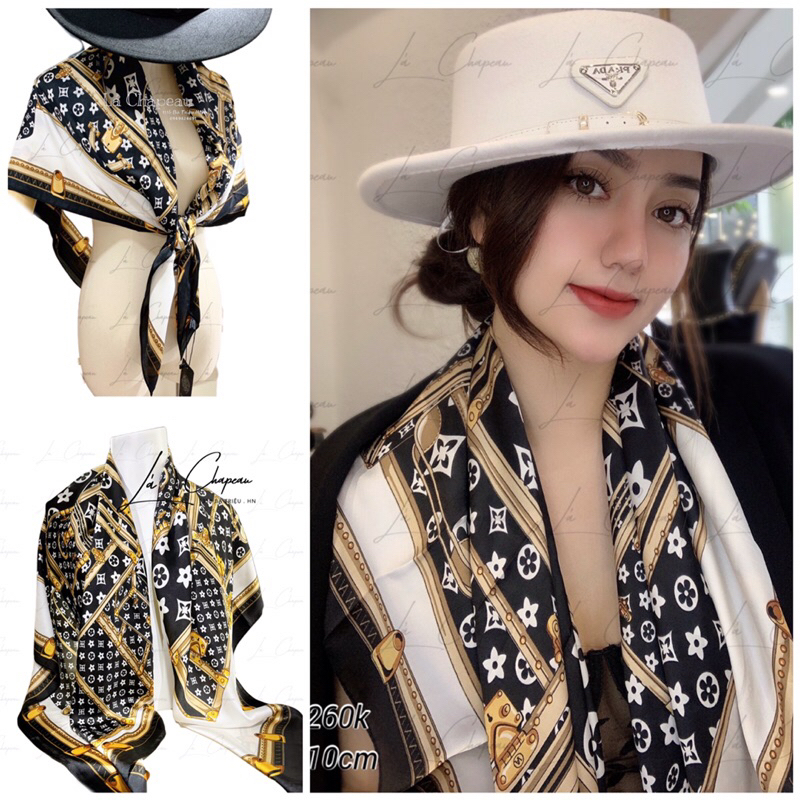 SALE KHĂN LỤA SZ 110*110cm LÁ CHAPEAU