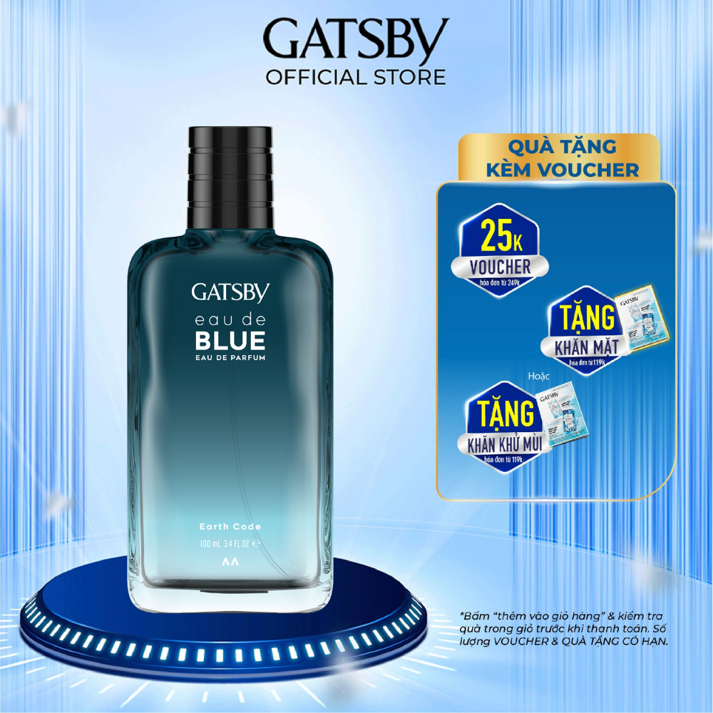 Nước hoa GATSBY EAU DE BLUE EAU DE PARFUM Earth Code 100ml Hương thảo dược phóng khoáng và lịch thiệp