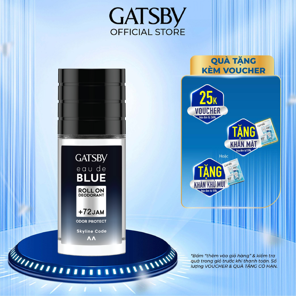 Lăn khử mùi hương nước hoa GATSBY EAU DE BLUE DEODORANT ROLL ON Skyline Code 50ml-Hiệu quả 72 giờ.