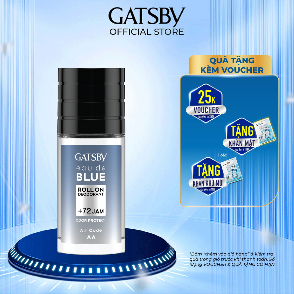Lăn khử mùi hương nước hoa GATSBY EAU DE BLUE DEODORANT ROLL ON Air Code 50ml-Hiệu quả 72 giờ.