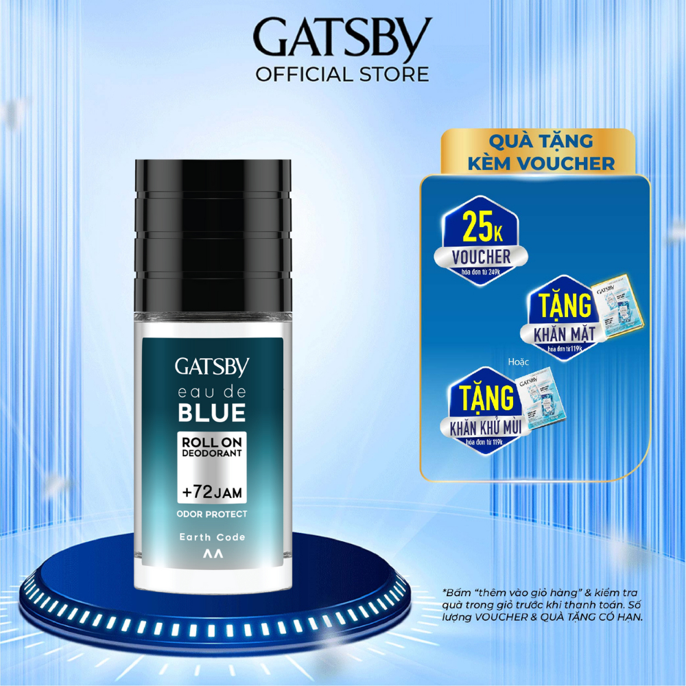 Lăn khử mùi hương nước hoa GATSBY EAU DE BLUE DEODORANT ROLL ON Earth Code 50ml-Hiệu quả 72 giờ.