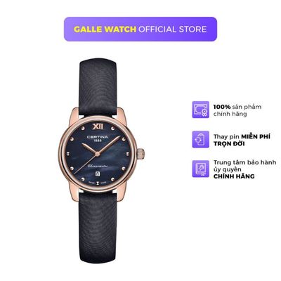 Đồng hồ nữ Certina C033.051.36.128.00 mặt kính Sapphire sang trọng, dây lụa đeo tay, chịu nước 10ATM cao cấp