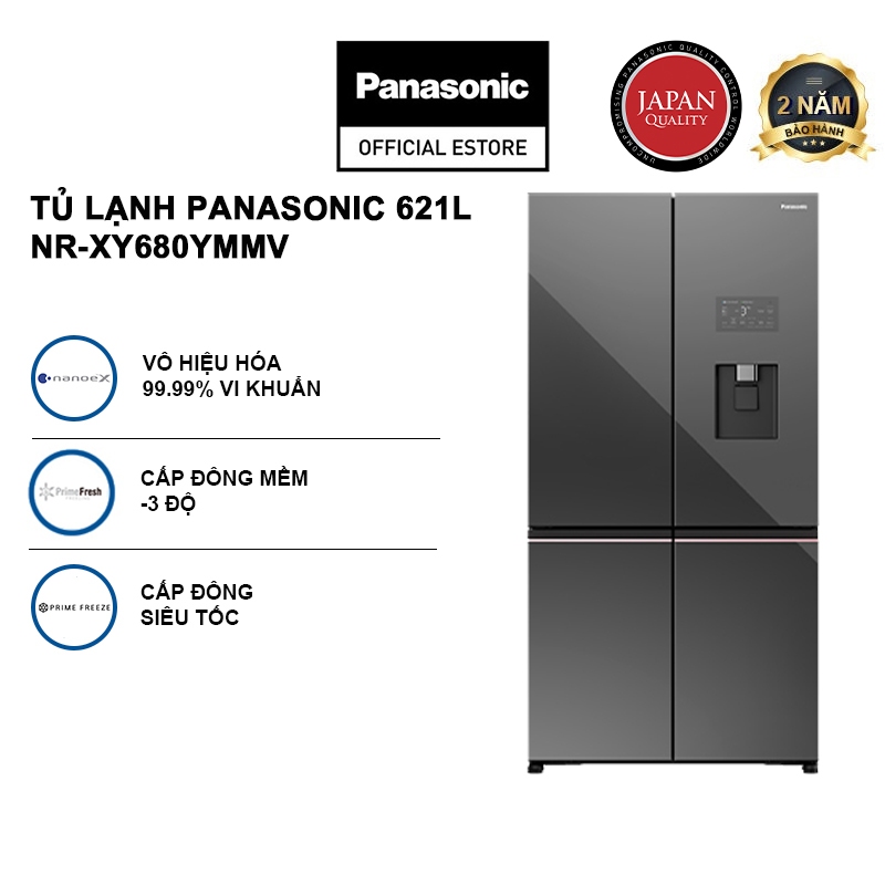 Tủ Lạnh Cao Cấp Panasonic 621L NR-XY680YMMV - Vô hiệu hóa vi khuẩn 99,99% - Cấp Đông Mềm - Lấy Nước Ngoài - Làm Đá Tự Độ