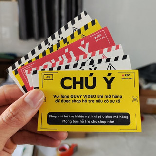 Combo 100 - tem dán chú ý quay video trước khi mở hàng - decal có keo mặt sau tiện lợi