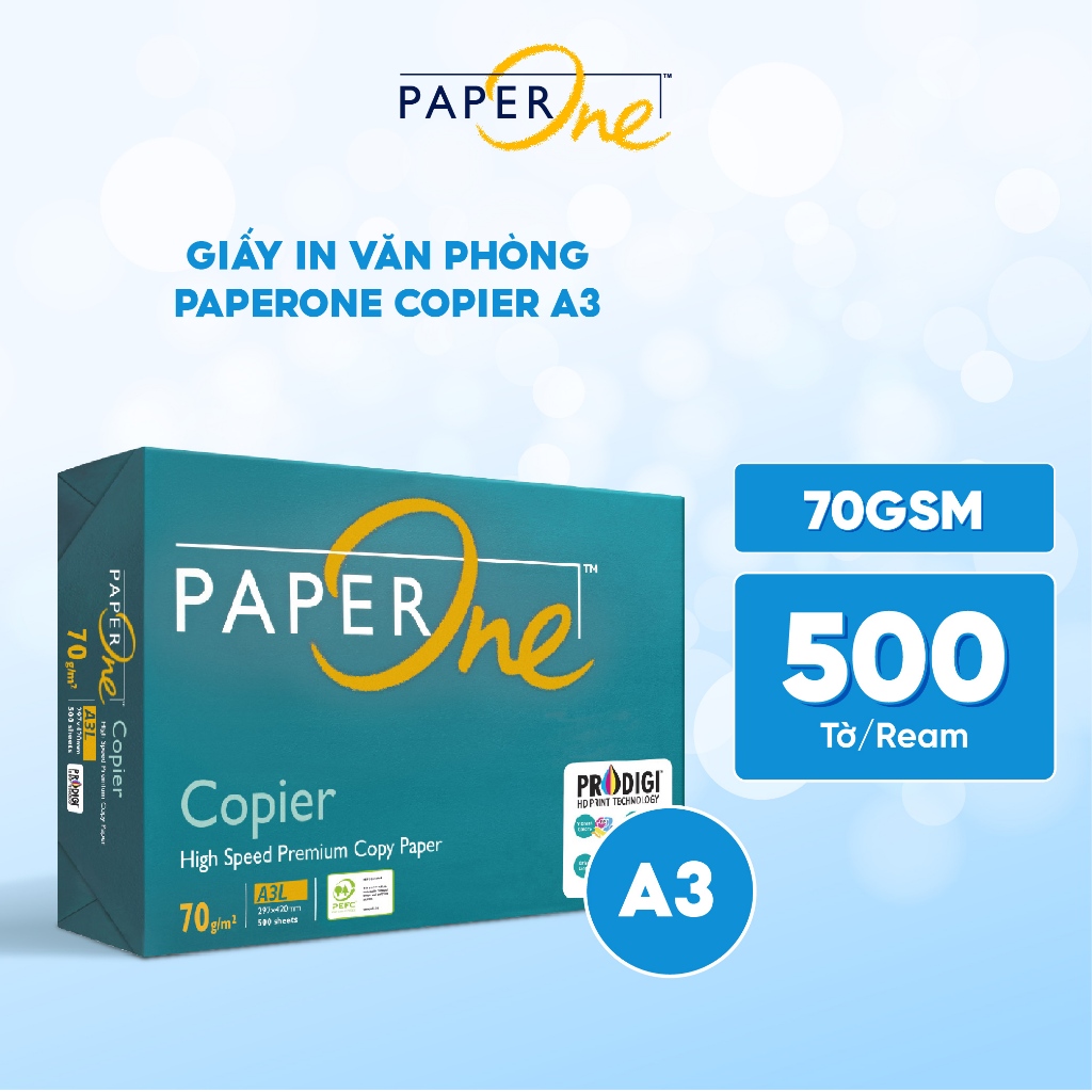 Giấy in A3 PaperOne Copier 70 gsm - Ream 500 tờ giấy khổ A3 phù hợp với máy photocopy công suất cao