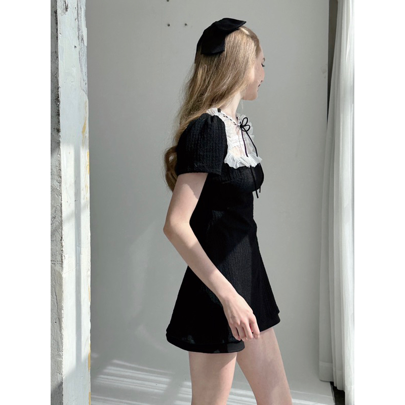 Mirin dress đầm đen thun thừng cao cấp Aguja