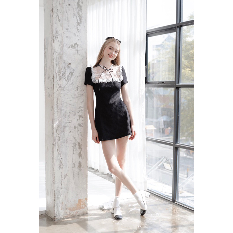 Mirin dress đầm đen thun thừng cao cấp Aguja