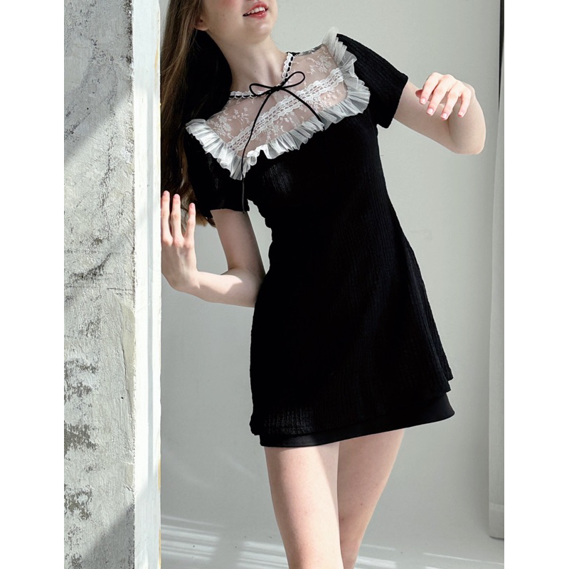 Mirin dress đầm đen thun thừng cao cấp Aguja