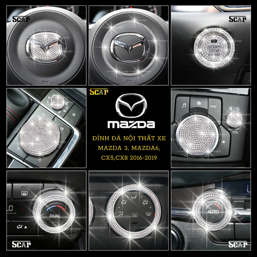 Đính đá nội thất xe Mazda 3, Cx 5, Mazda 6, Cx 8 đẳng cấp, sang trọng chất liệu đá cao cấp Swarovski