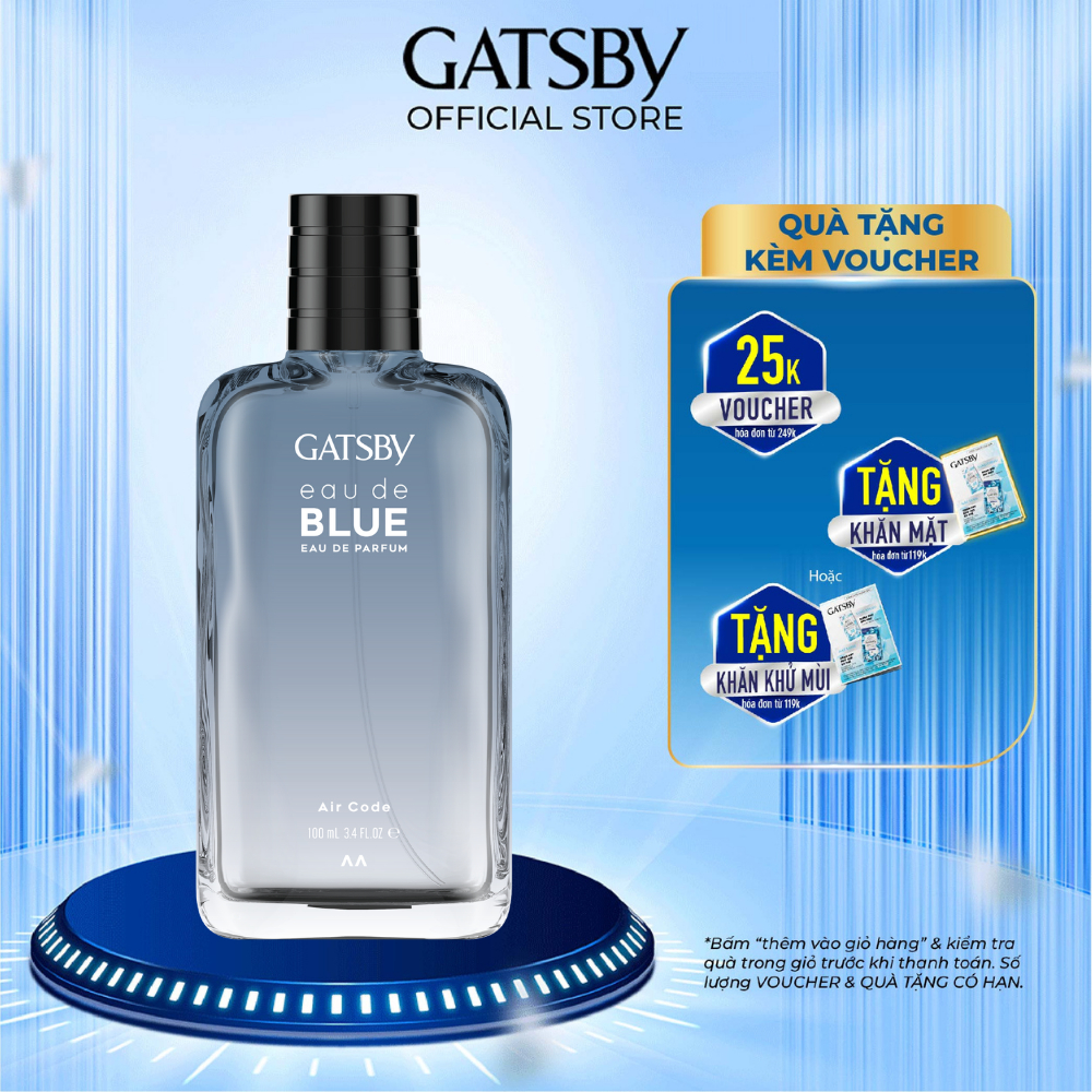 GATSBY EAU DE BLUE EAU DE PARFUM Nước hoa hương gỗ và trái cây thanh lịch & nam tính Air Code 100ml