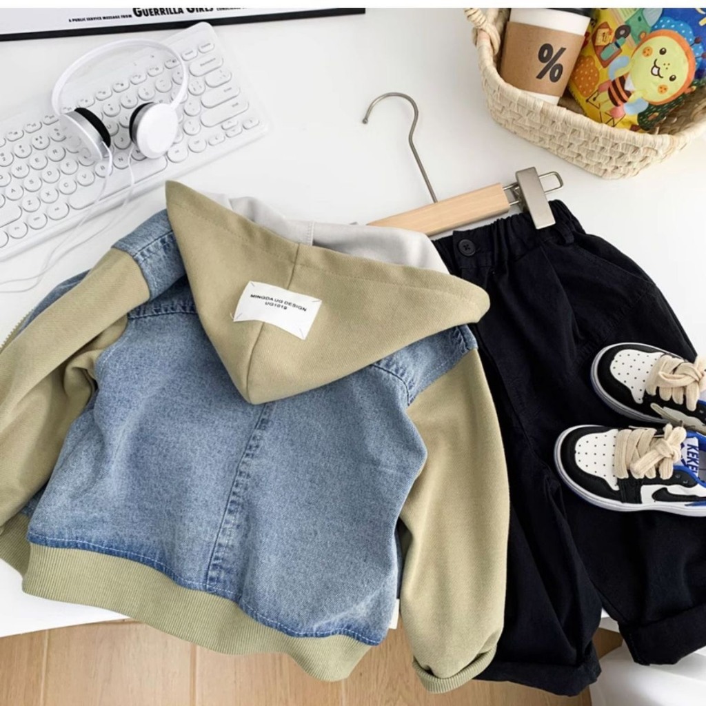 Áo Khoác Nỉ Pha Jean MD3186 Cho Bé Trai 2-8 Tuổi - Jumping Beans Official Store