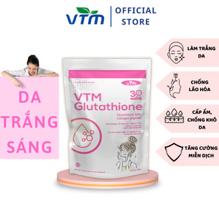 Viên uống VTM Glutathione hỗ trợ làm sáng da, hỗ trợ giảm triệu chứng khô da, nhăn da, nám da - gói 30 ngày