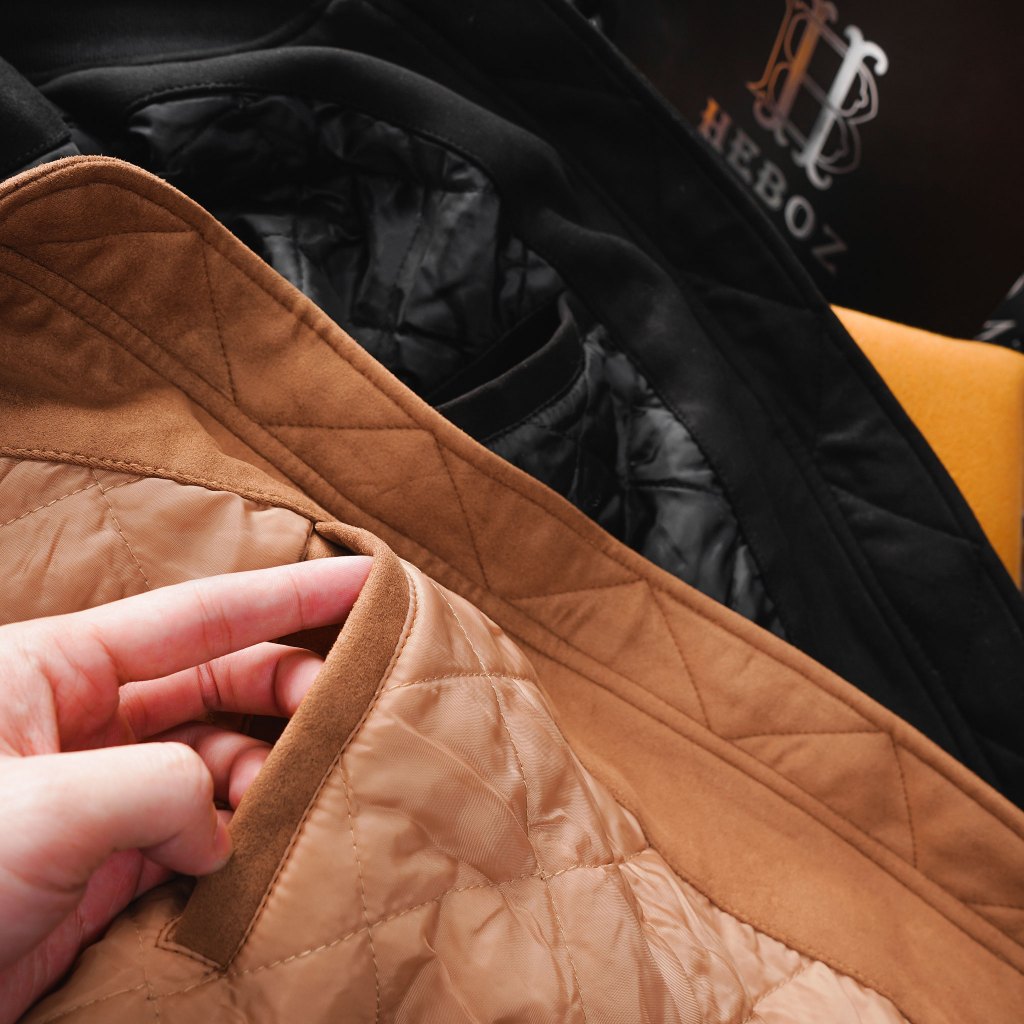 Áo khoác nam dáng bomber da lộn dày dặn lót trần trám Heboz 2M - 00001759