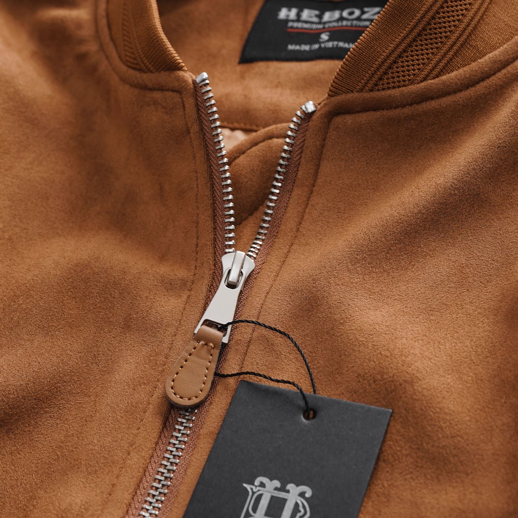 Áo khoác nam dáng bomber da lộn dày dặn lót trần trám Heboz 2M - 00001759