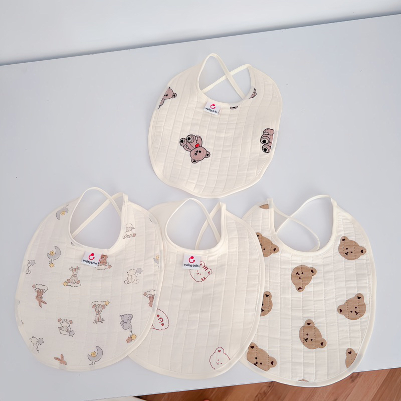 Yếm ăn dặm cao cấp Vuông Tròn vải muslin đẹp an toàn cho bé yêu