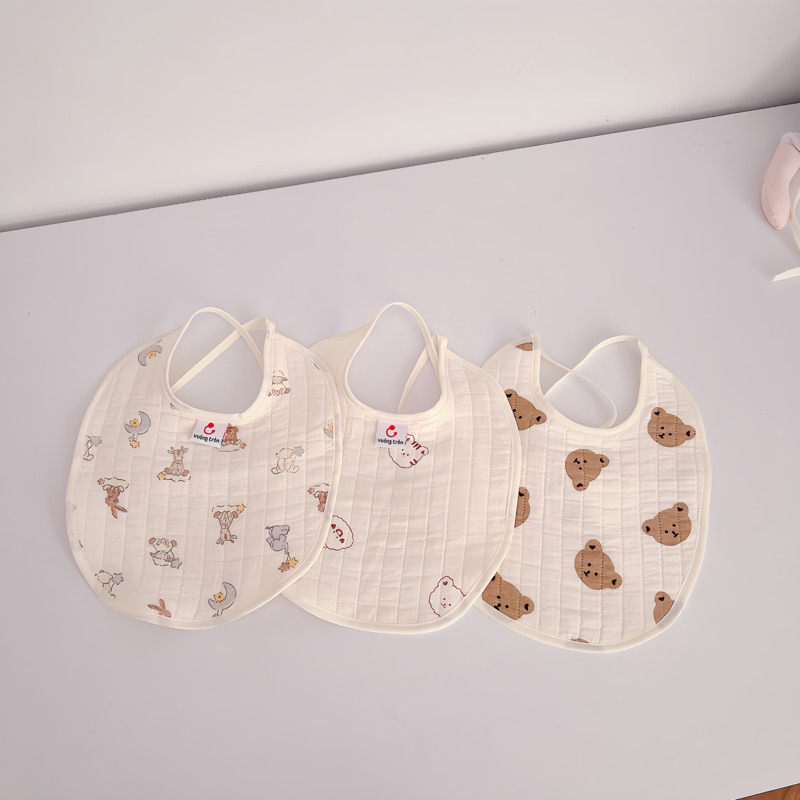 Yếm ăn dặm cao cấp Vuông Tròn vải muslin đẹp an toàn cho bé yêu