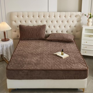 Ga gối nỉ trần bông, sét 3 món ga gối nỉ trần bông bo chun bọc đệm