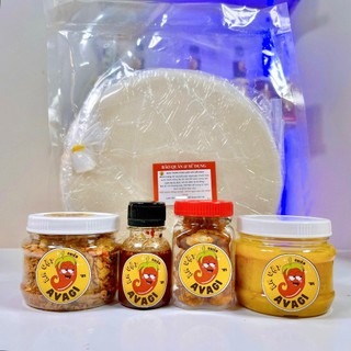 (TÓP MỠ) MUỐI BÉO AVAGI COMBO BÁNH TRÁNG PHƠI SƯƠNG (Bánh tráng+Muối béo+Tóp mỡ+Ruốc Hành Phi+Sốt tắc)