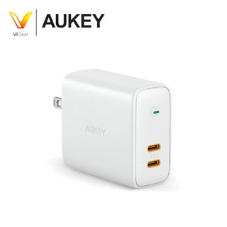 Củ sạc nhanh 36w sạc aukey pa-d2 , 2 cổng usb-c- chân dẹt gập