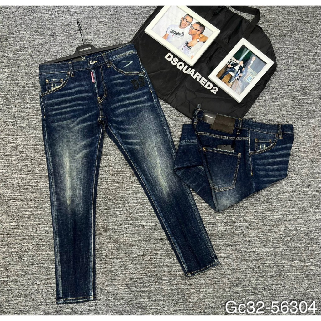 Quần Jeans DSQ Nam Phối Xanh Bạc Siêu Đẹp - Quần Jean DSQ Nam 4 Khóa Like Au.th Cao Cấp